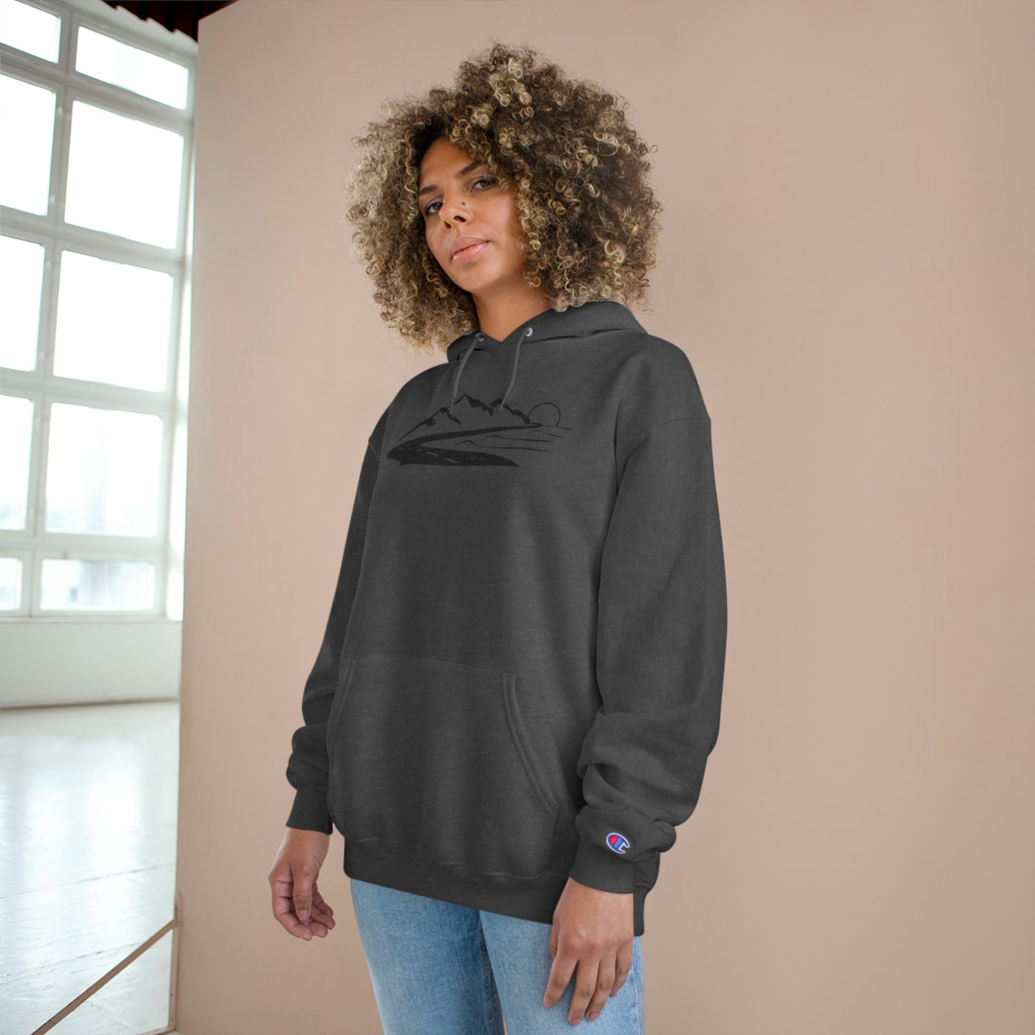 Grey oversized shop champion hoodie